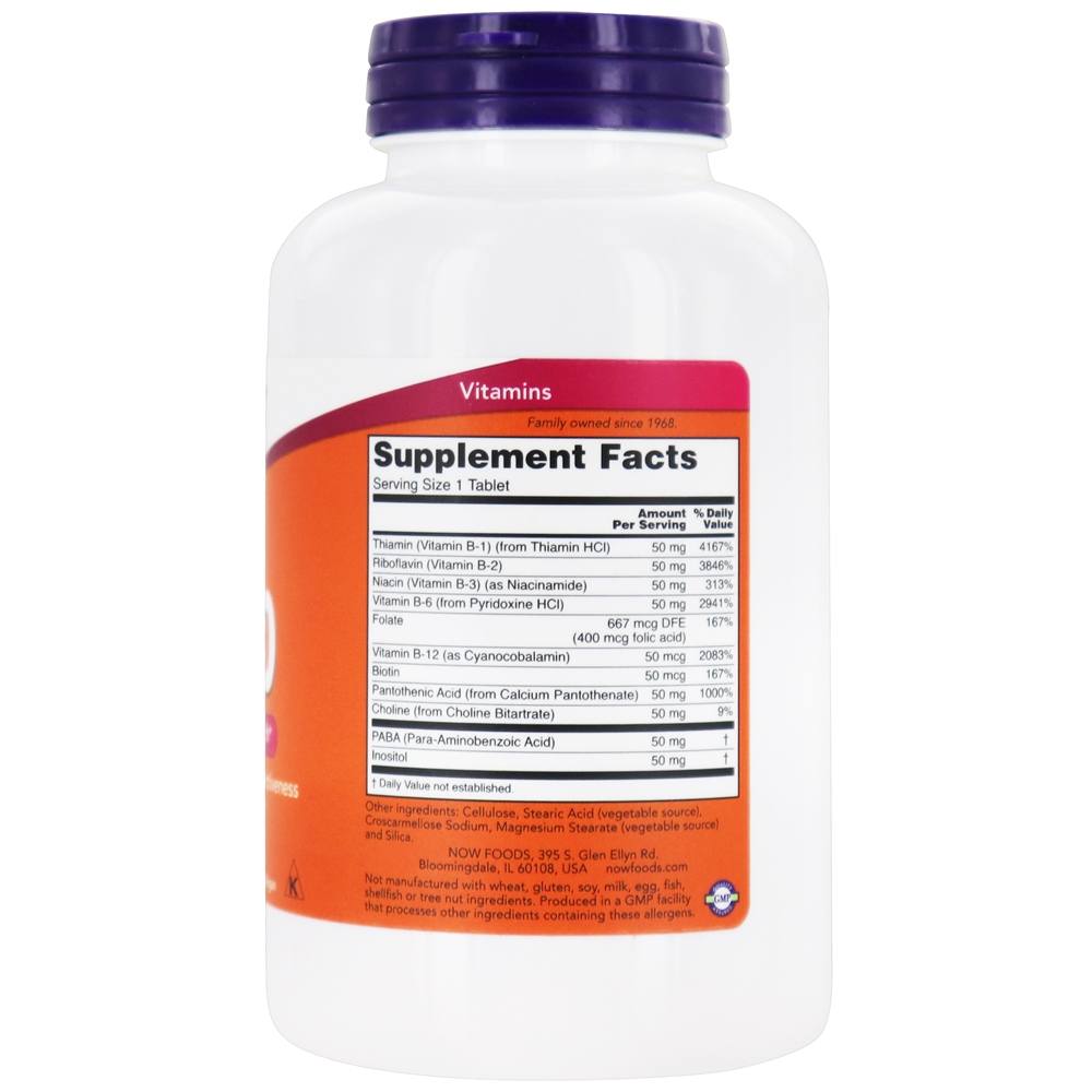Vitamina B-50 - 250 Tablets NOW Foods - Imagem 2