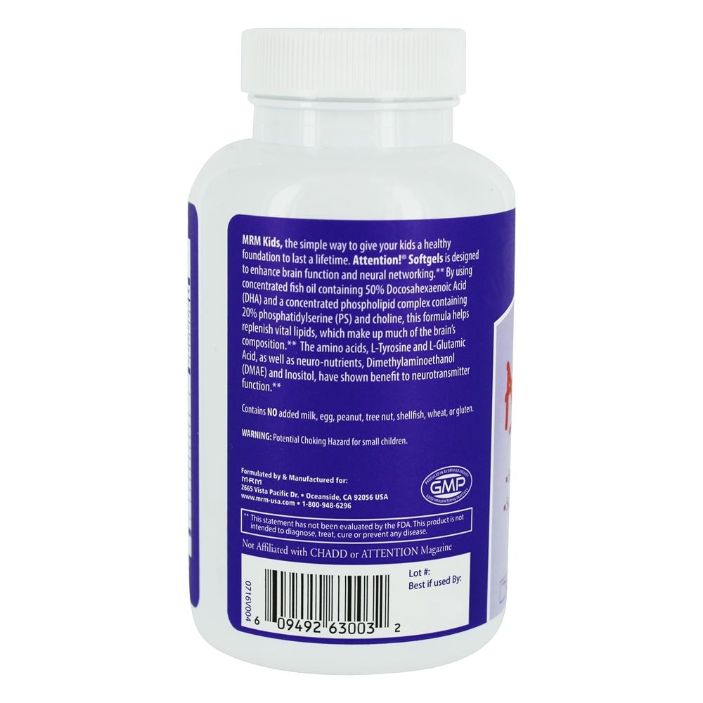 Kids Attention Suporte Para o Cérebro & Memória Infantil - 90 Softgels MRM - Imagem 3