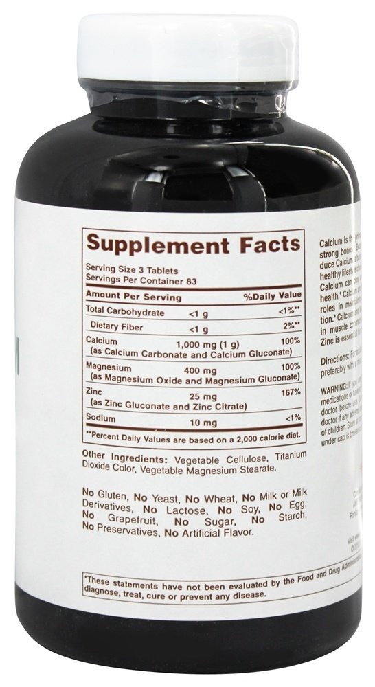 Cálcio Magnésio & Zinco Quelatos - 250 Tablets American Health - Imagem 2