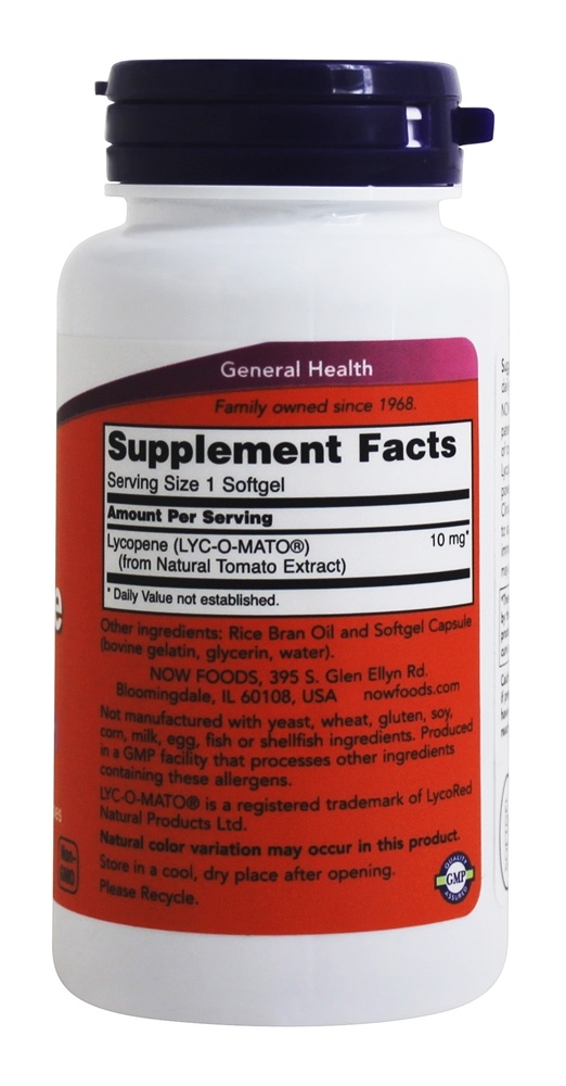 Licopeno 10 mg. - 60 Softgels NOW Foods - Imagem 2