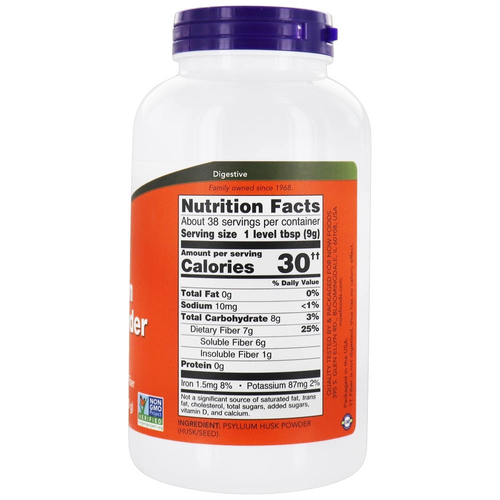 Casca De Psyllium Em Pó - 12 oz. NOW Foods - Imagem 2