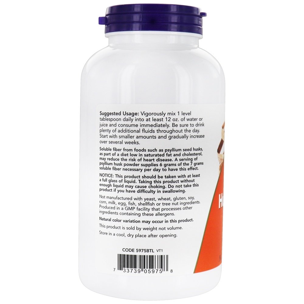 Casca De Psyllium Em Pó - 12 oz. NOW Foods - Imagem 3