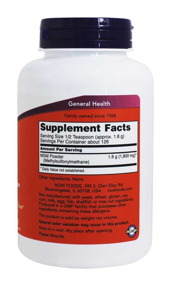 MSM Methylsulfonylmethane Joint Health Powder - 8 oz. NOW Foods - Imagem 2
