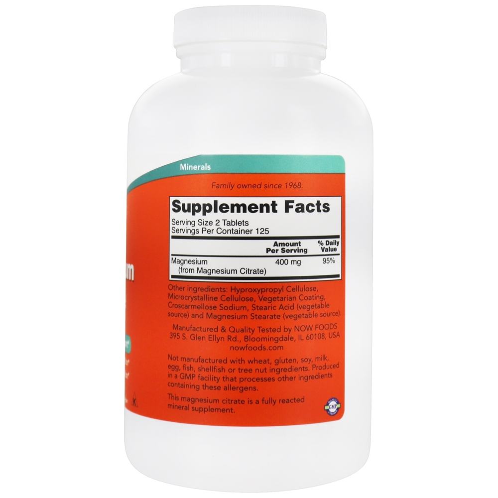 Citrato de Magnésio 200 mg. - 250 Tablets NOW Foods - Imagem 2