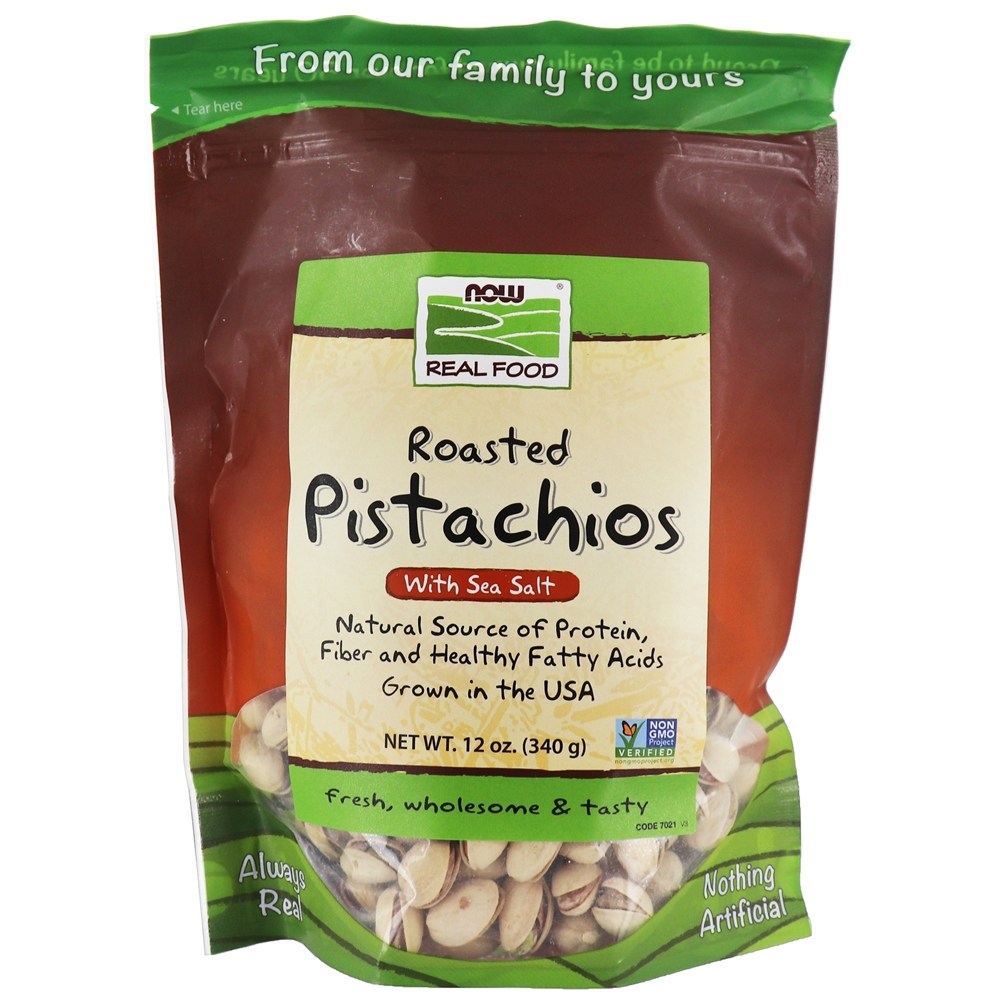 Pistache assado com sal marinho - 12 oz. NOW Foods