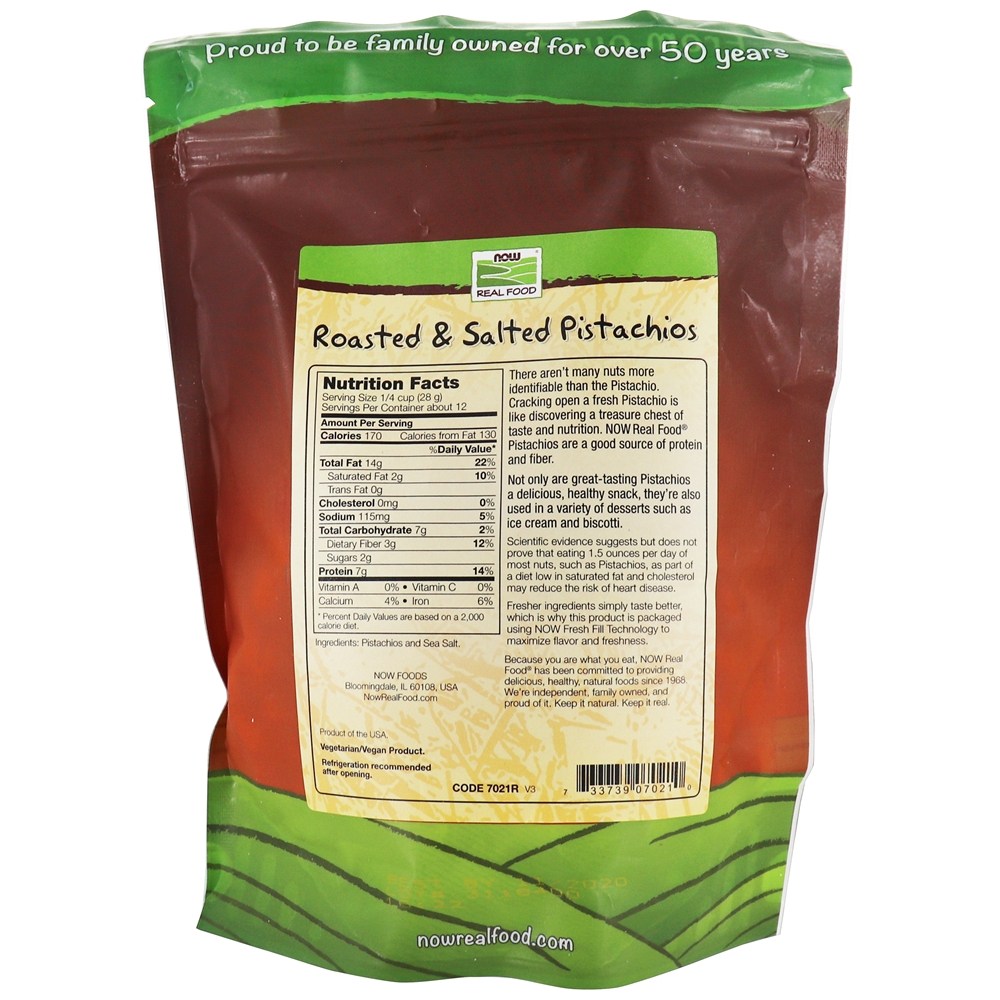 Pistache assado com sal marinho - 12 oz. NOW Foods - Imagem 2
