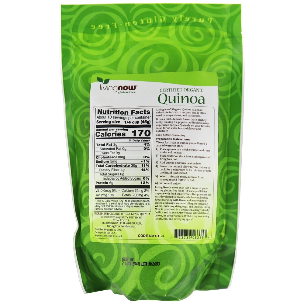 Living Now Quinoa de grãos integrais sem glúten e orgânica - 1 lb. NOW Foods - Imagem 2
