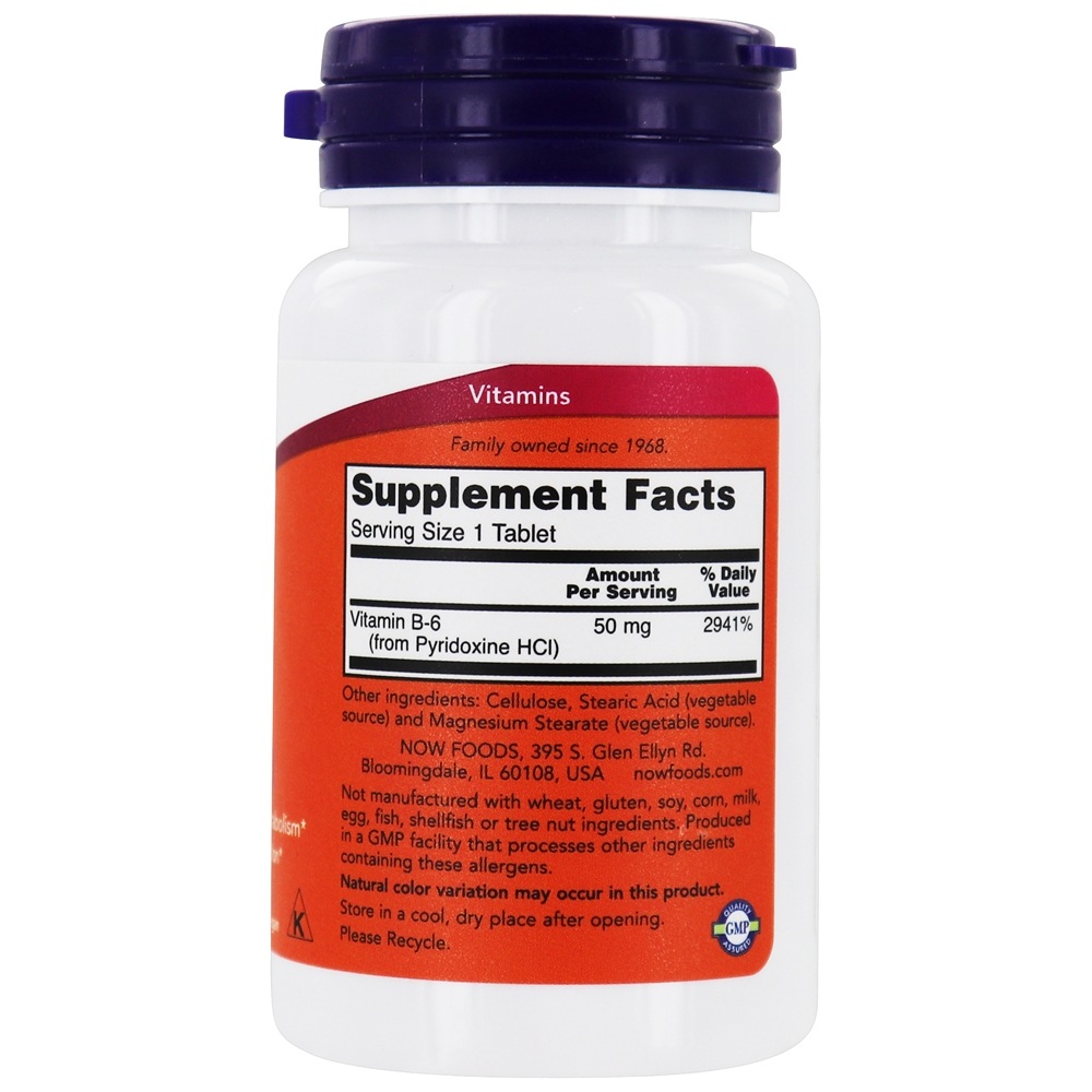 Saúde Cardiovascular da Vitamina B6 50 mg . - 100 Tablets NOW Foods - Imagem 2