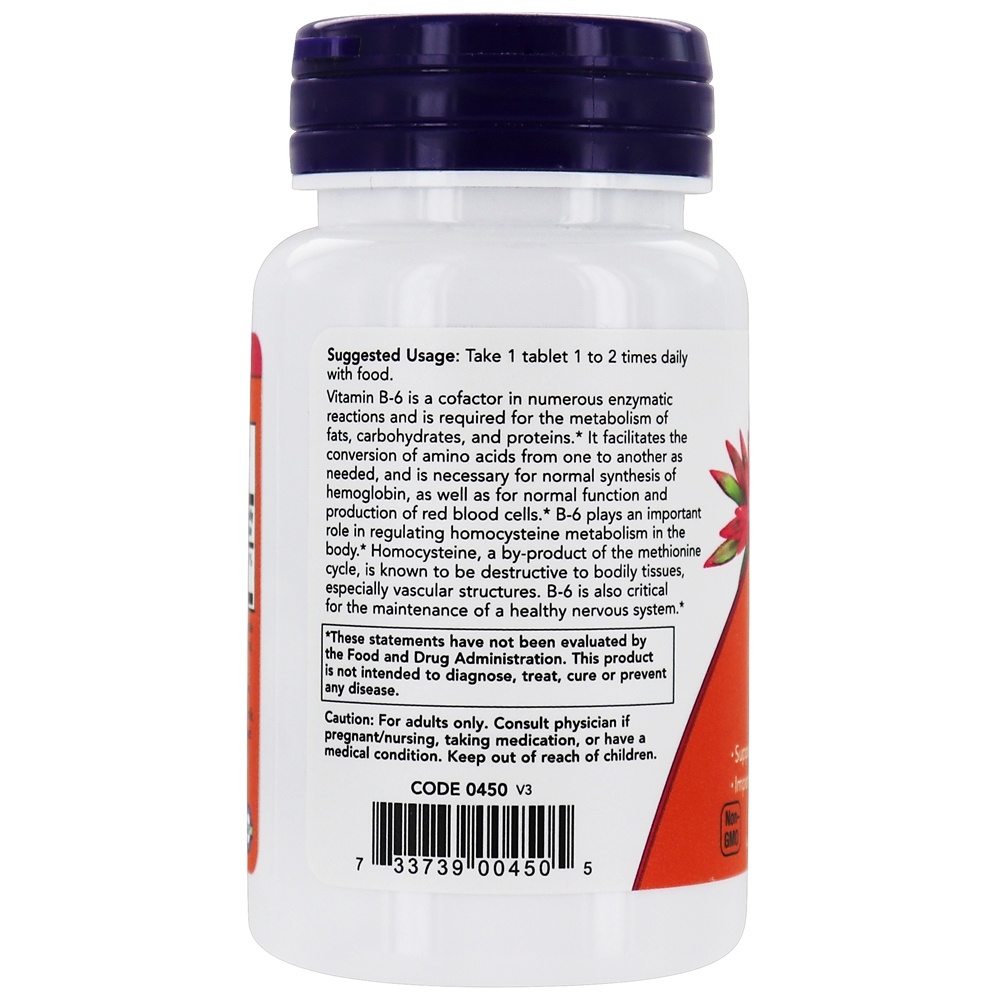 Saúde Cardiovascular da Vitamina B6 50 mg . - 100 Tablets NOW Foods - Imagem 3