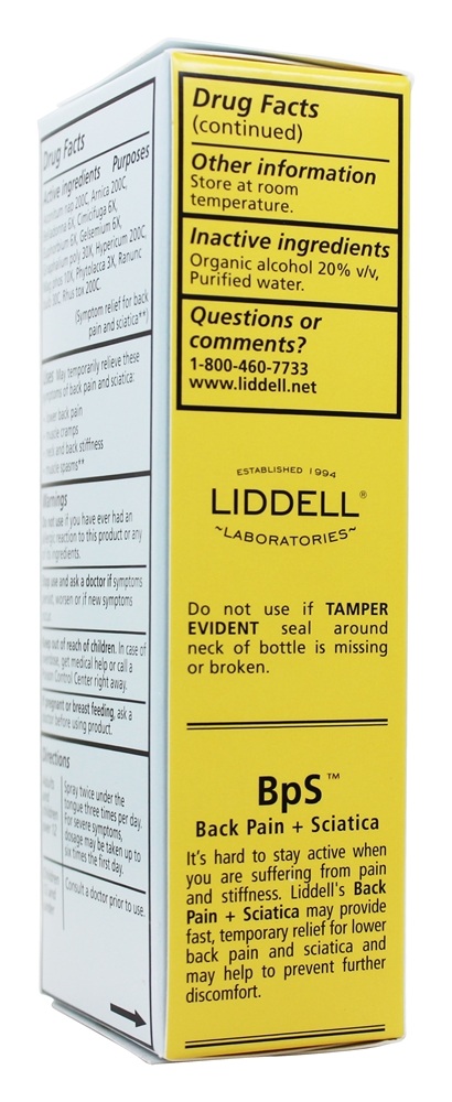 Dor Nas Costas + Ciática Spray Oral Homeopático - 1 fl. oz. Liddell Laboratories - Imagem 4