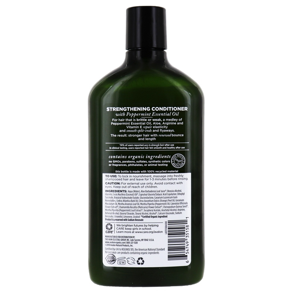 Reforço Condicionador Peppermint - 11 fl. oz. (Anteriormente revitalizante) Avalon Organics - Imagem 2