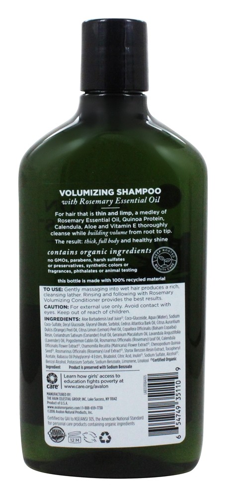 Shampoo Volumizing Rosemary - 11 fl. oz. Avalon Organics - Imagem 2