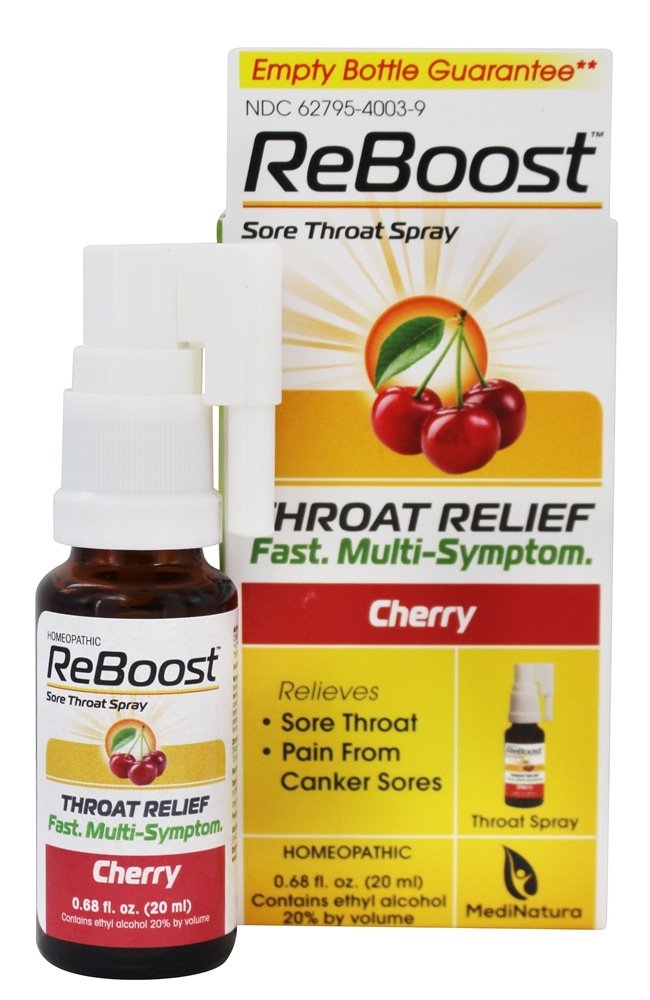 ReBoost Sore Garganta Spray De Cereja - 0.68 fl. oz. MediNatura