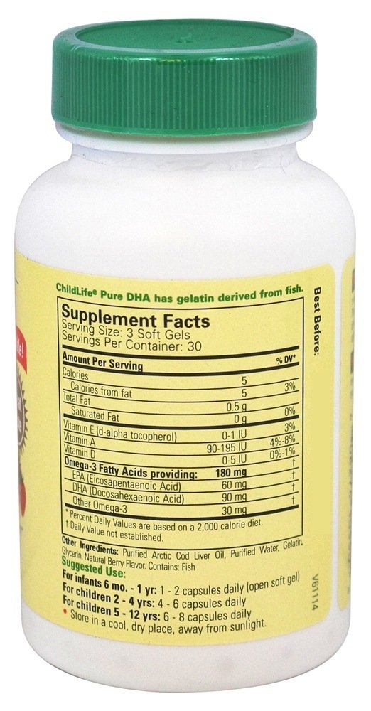 Pure DHA em Tabletes Mastigáveis Sabor de Frutas 250 mg. - 90 Softgels Child Life Essentials - Imagem 2
