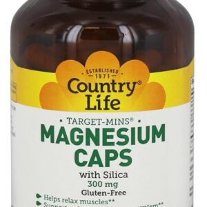 Tampas de magnésio de alvo com silica 300 mg. - Cápsulas vegetarianas 120 Country Life