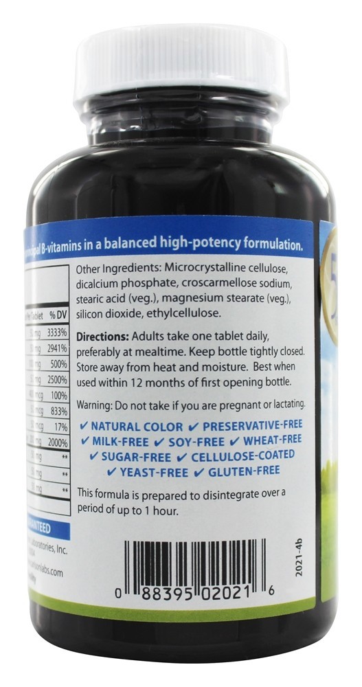 B Complexo Complexo de vitamina B 50 - 100 Tablets Carlson Labs - Imagem 3