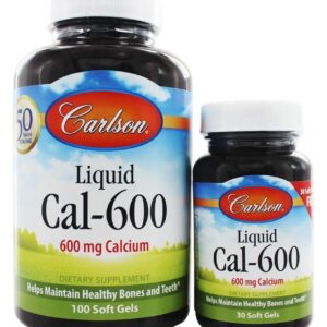 Calcium Liquid Cal-600 600 mg. - Pacote de bônus 100 + 30 Softgels Carlson Labs