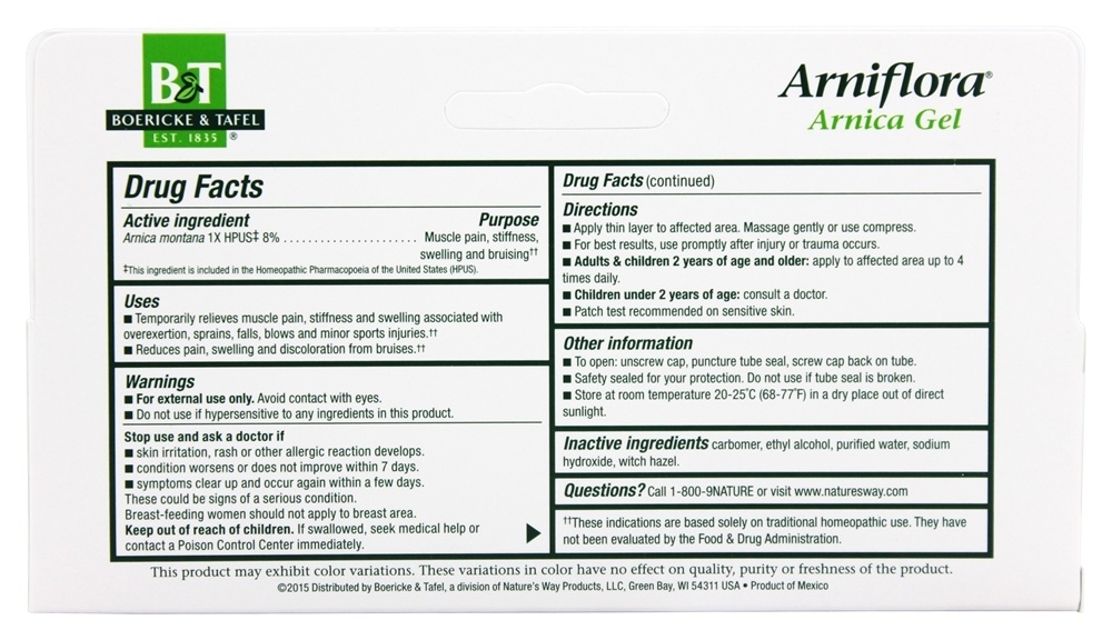 Arniflora Arnica Gel - 2.75 oz. Boericke & Tafel - Imagem 2