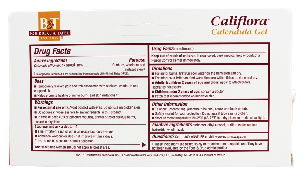 Gel Calêndula Califlora - 2.75 oz. Boericke & Tafel - Imagem 2