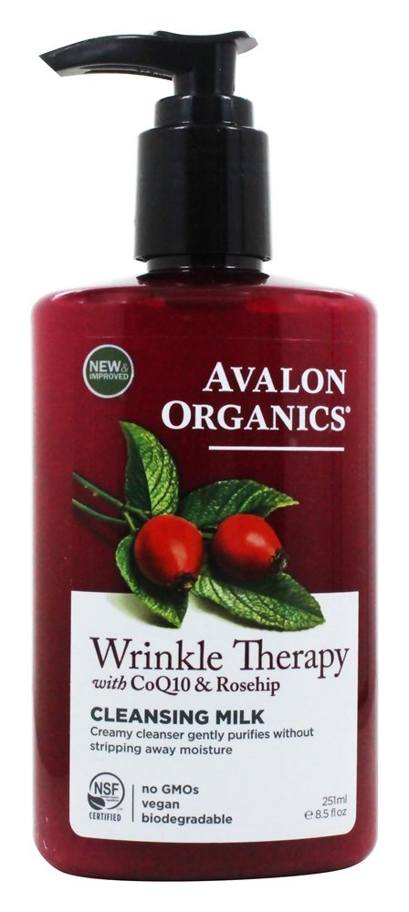 Terapia de rugas Leite de limpeza com CoQ10 & Rosa Mosqueta - 8.5 fl. oz. Avalon Organics