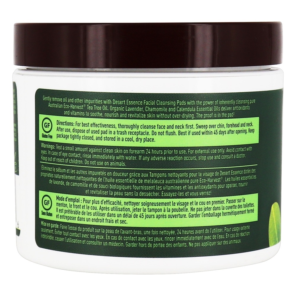 Natural Facial Limpeza Almofadas com Chá árvore óleo - 50 Almofadas Desert Essence - Imagem 3