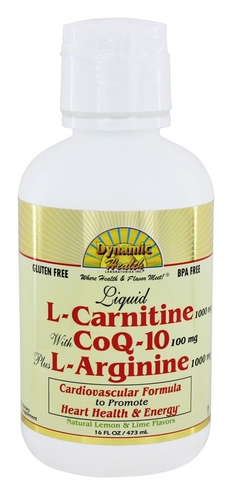 L-Carnitina Líquida 1000 Mg com CoQ-10 25 Mg & L-Arginina 1000Mg - 16 fl. oz. Dynamic Health