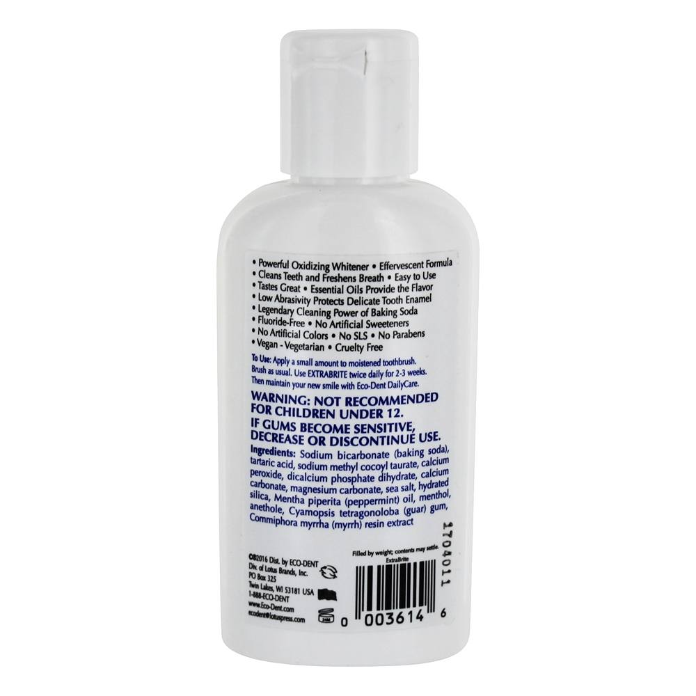 Extrabrite Cozimento Soda Toothpowder Deslumbrante Hortelã - 2 oz. Eco-Dent - Imagem 2