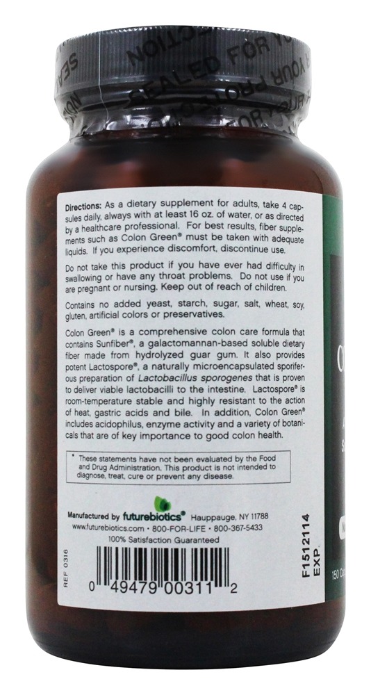 Cólon verde - Cápsulas 150 Futurebiotics - Imagem 3
