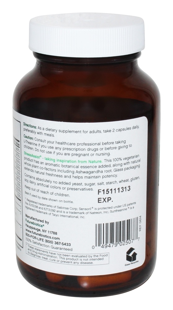 StressAssist Complexo de L-Teanina Para o Estresse - Cápsulas vegetarianas 60 Futurebiotics - Imagem 3