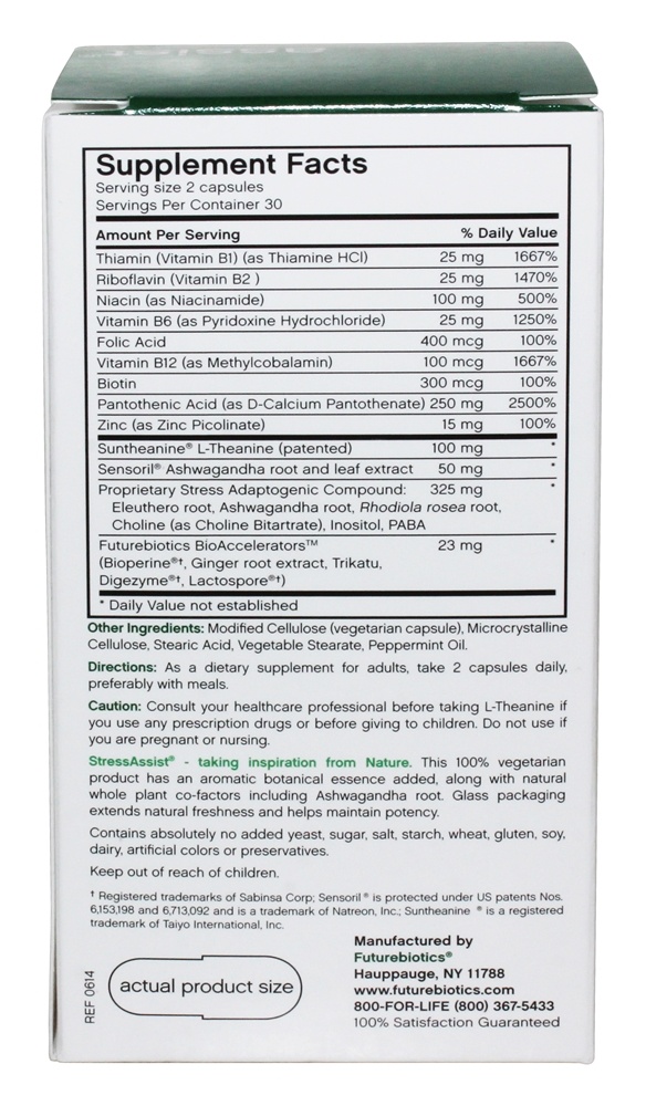 StressAssist Complexo de L-Teanina Para o Estresse - Cápsulas vegetarianas 60 Futurebiotics - Imagem 6