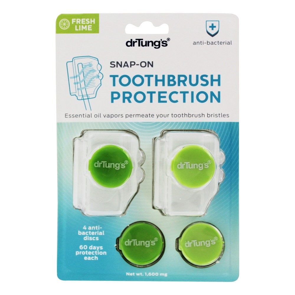 Proteção contra a escova de dentes de encaixe + 4 Discos de recarga anti-bacterianos - 2 Peça (s) DrTung's
