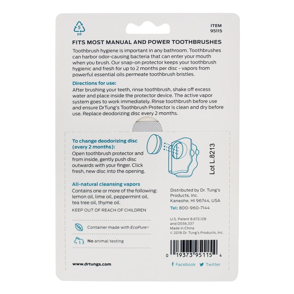 Proteção contra a escova de dentes de encaixe + 4 Discos de recarga anti-bacterianos - 2 Peça (s) DrTung's - Imagem 3