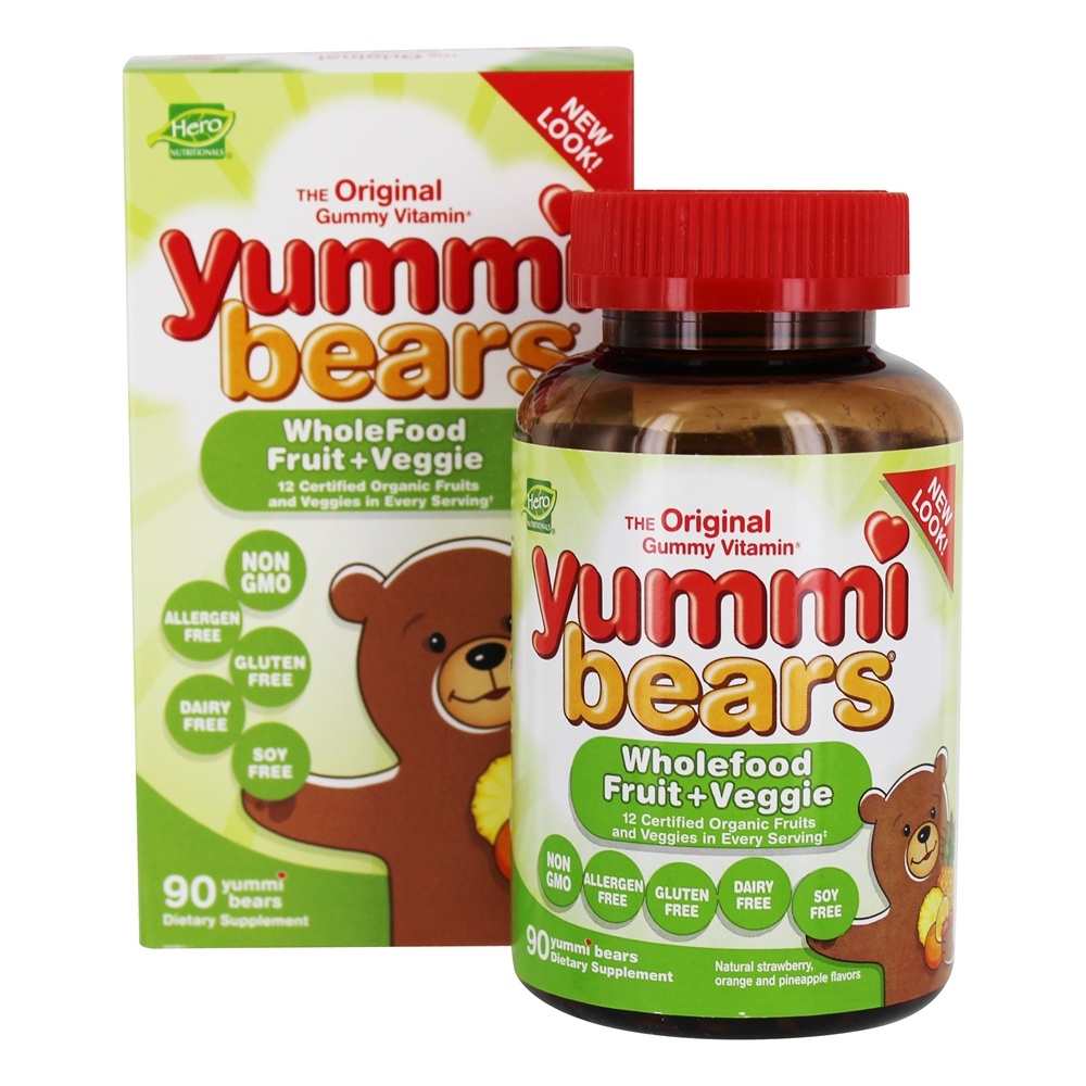Yummi Ursos Infantil Wholefoo Fruto + Vegetariano - 90 Gummies Hero Nutritionals Products