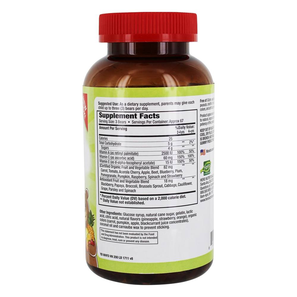 Yummi Ursos Infantil Wholefoo Fruto + Vegetariano - 200 Gummies Hero Nutritionals Products - Imagem 2