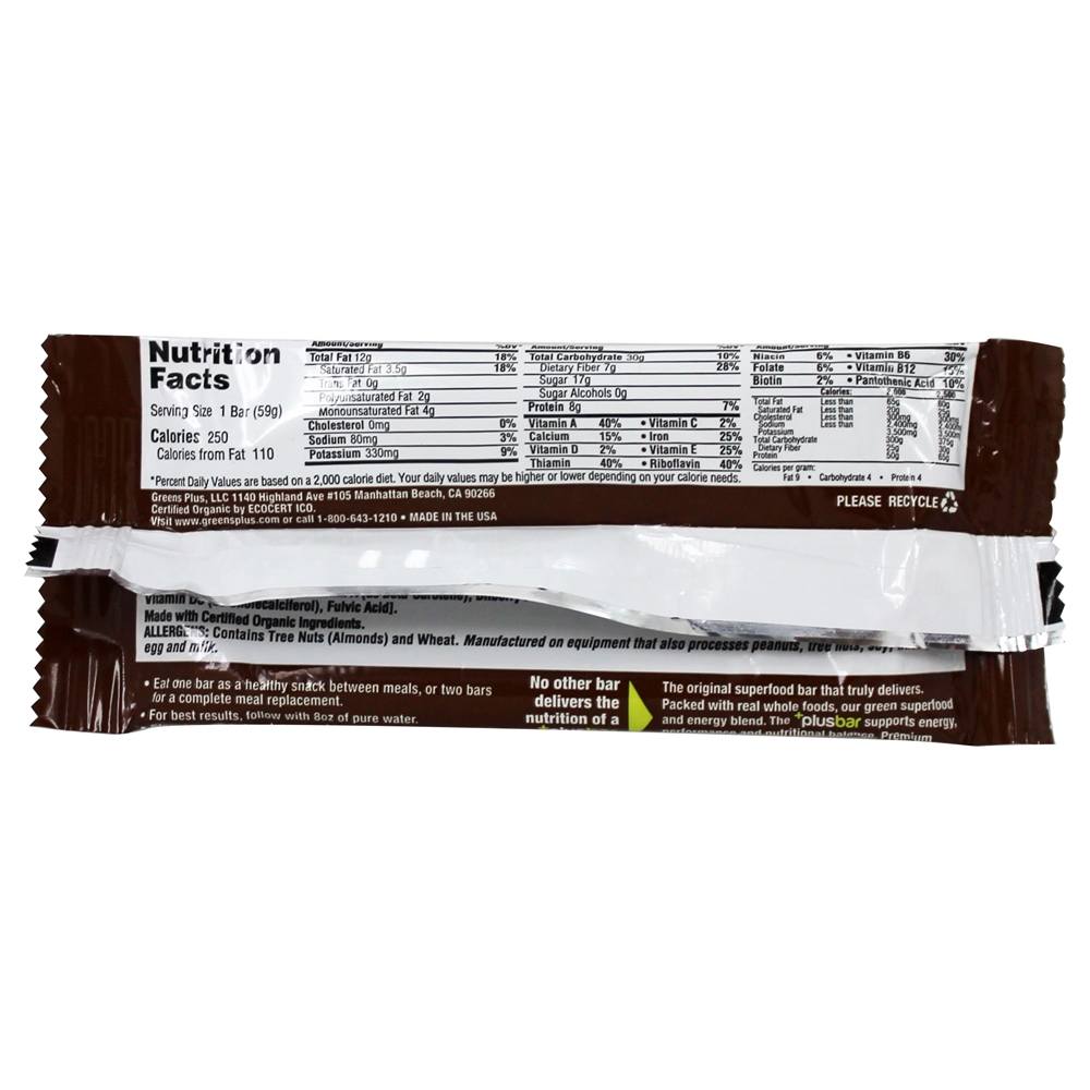 + Barra de energia PlusBar Chocolate - 2 oz. Greens Plus - Imagem 3
