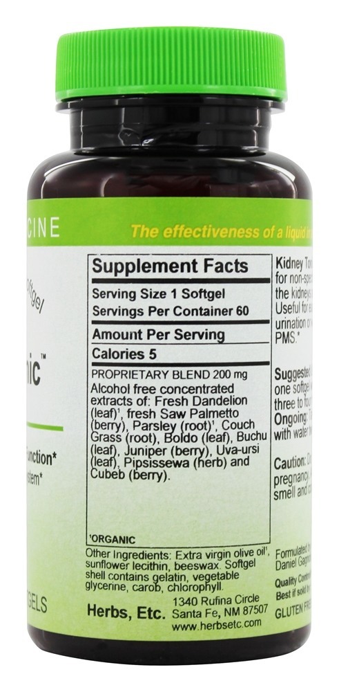 Tônico Rim Sem Álcool - 60 Softgels Herbs Etc - Imagem 2