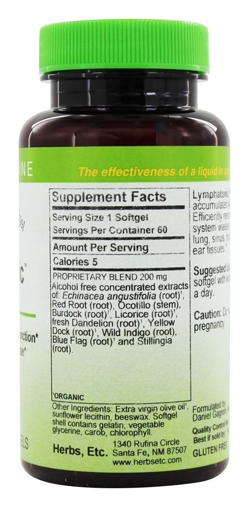 Sem Álcool Linfatônico - 60 Softgels Herbs Etc - Imagem 2