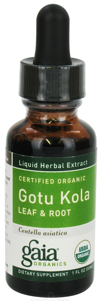 Folha de Gotu Kola e Orgânico Certificado de Raiz - 1 fl. oz. Gaia Herbs