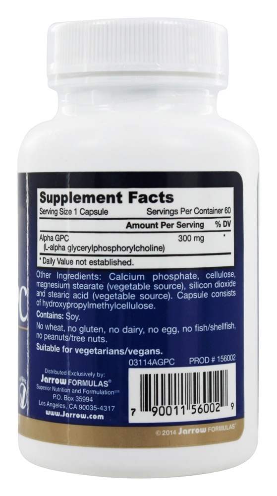 Alpha GPC 300 mg. - Cápsulas vegetarianas 60 Jarrow Formulas - Imagem 2
