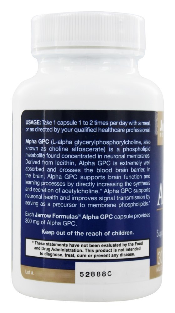 Alpha GPC 300 mg. - Cápsulas vegetarianas 60 Jarrow Formulas - Imagem 3
