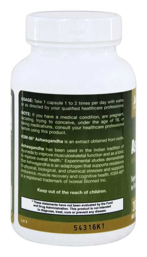 Ashwagandha 300 mg. - Cápsulas vegetarianas 120 Jarrow Formulas - Imagem 3