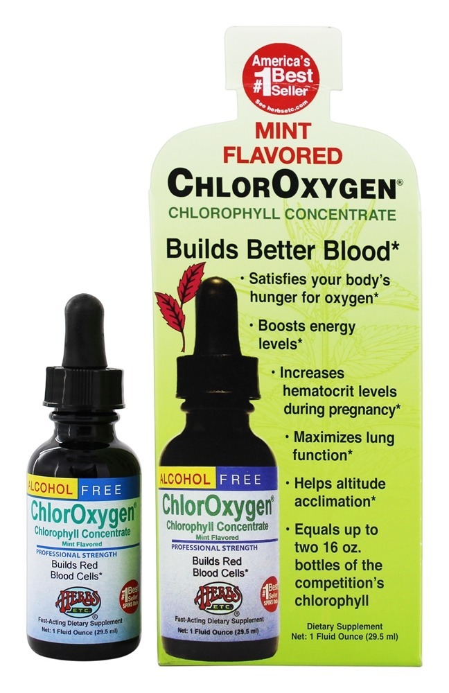 ChlorOxygen Clorofila Concentrado de Força Profissional Sem Álcool Hortelã - 1 fl. oz. Herbs Etc