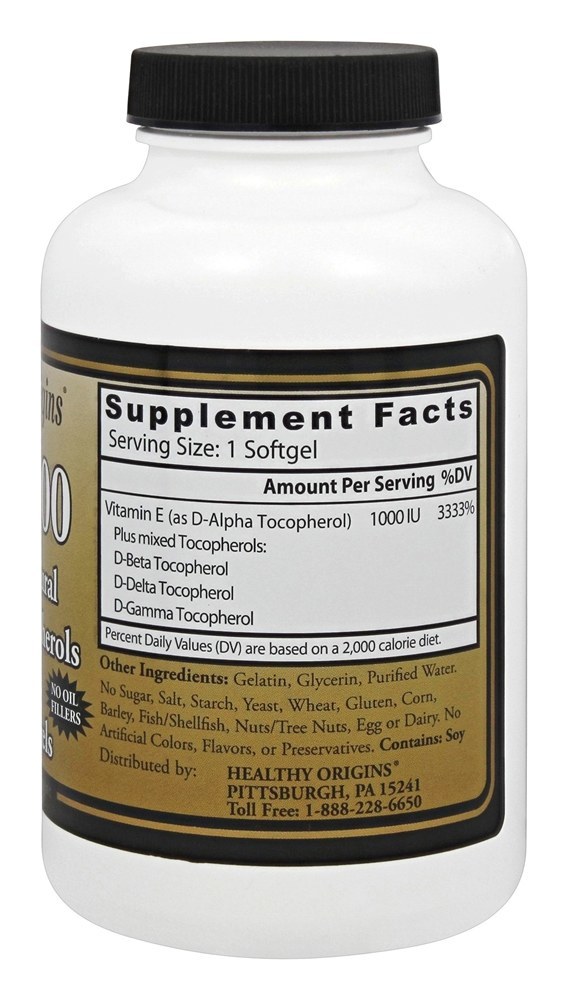 Vitamina E 1000 UI - 120 Softgels Healthy Origins - Imagem 2
