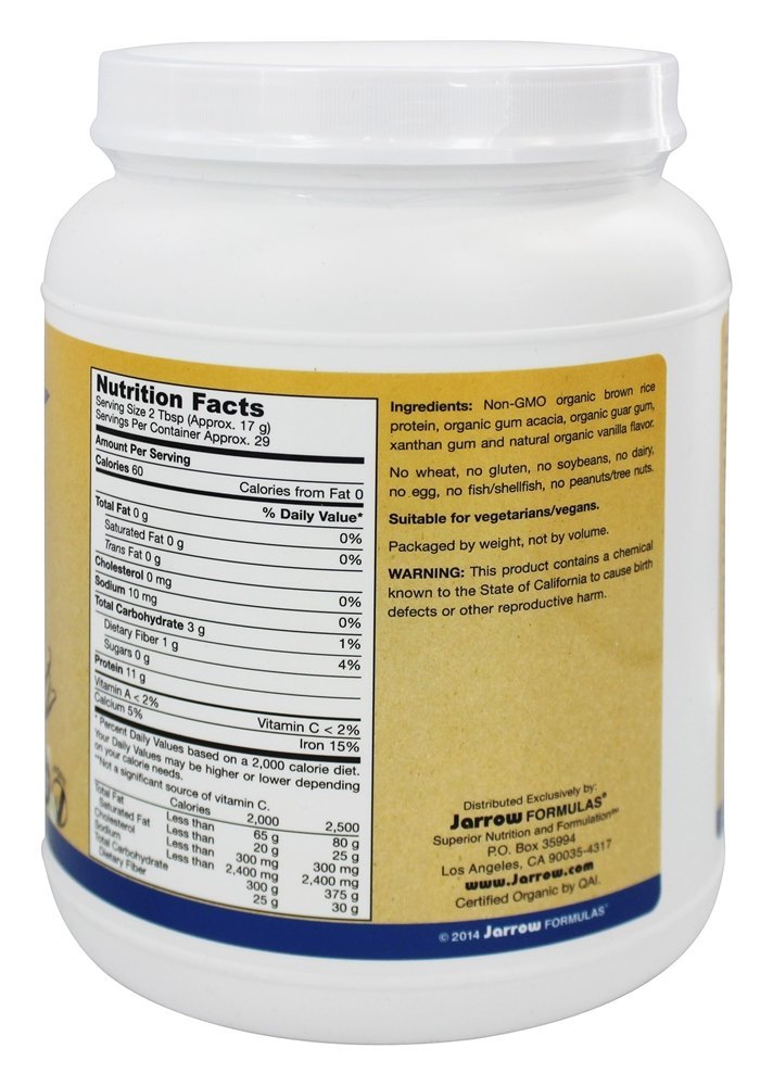 Baunilha De Proteína De Arroz Integral Em Pó - 1.1 lbs. Jarrow Formulas - Imagem 2