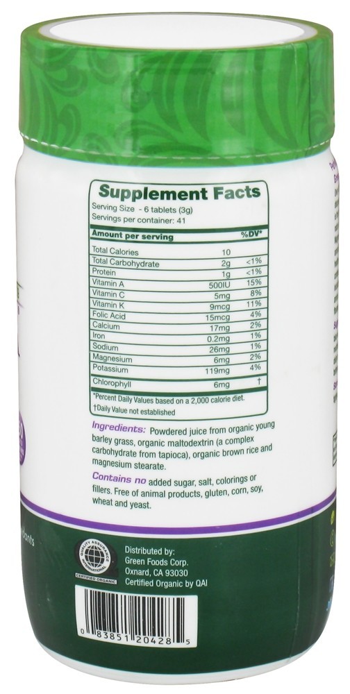 Green Magma Orgânico 500 mg. - 250 Tablets Green Foods - Imagem 2