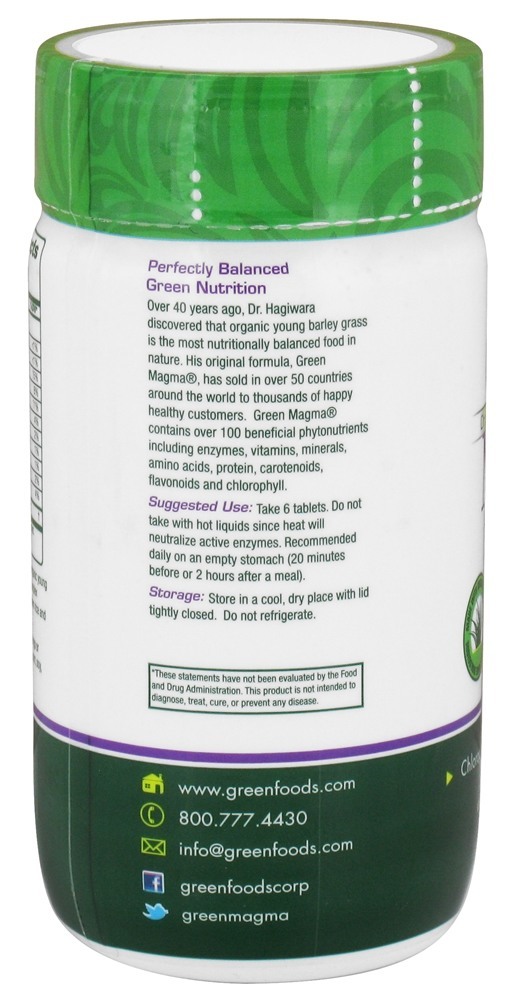 Green Magma Orgânico 500 mg. - 250 Tablets Green Foods - Imagem 3