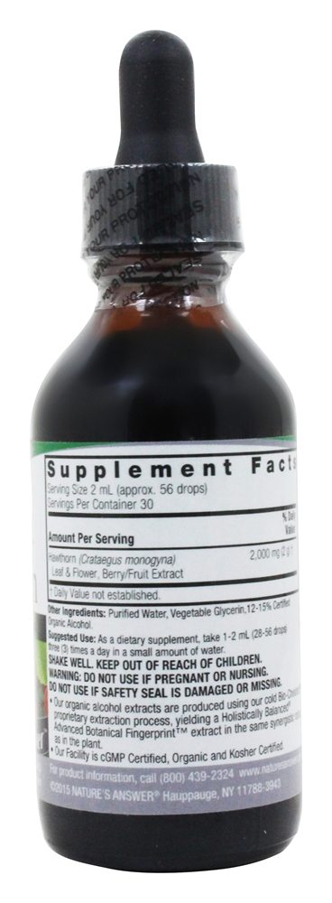 Baga de espinheiro, folha e flor Álcool orgânico - 2 fl. oz. Nature's Answer - Imagem 2
