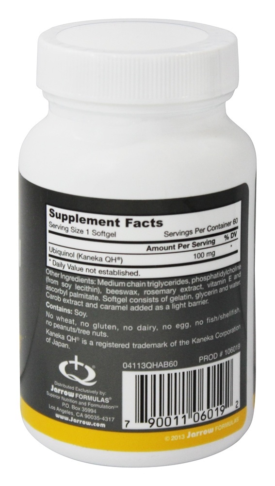 Ubiquinol QH-absorve 100 mg. - 60 Softgels Jarrow Formulas - Imagem 2