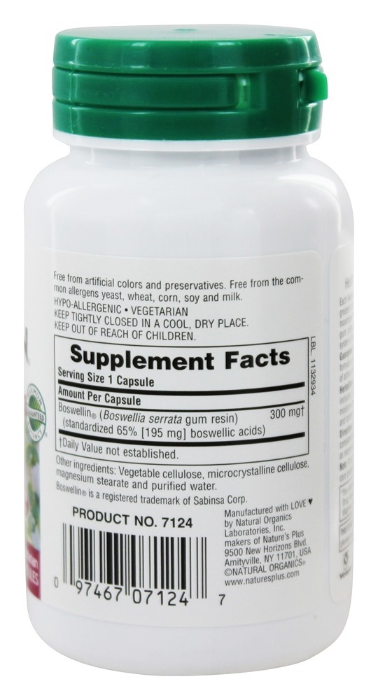 Herbal ativa Boswellin 300 mg. - Cápsulas vegetarianas 60 Natures Plus - Imagem 2