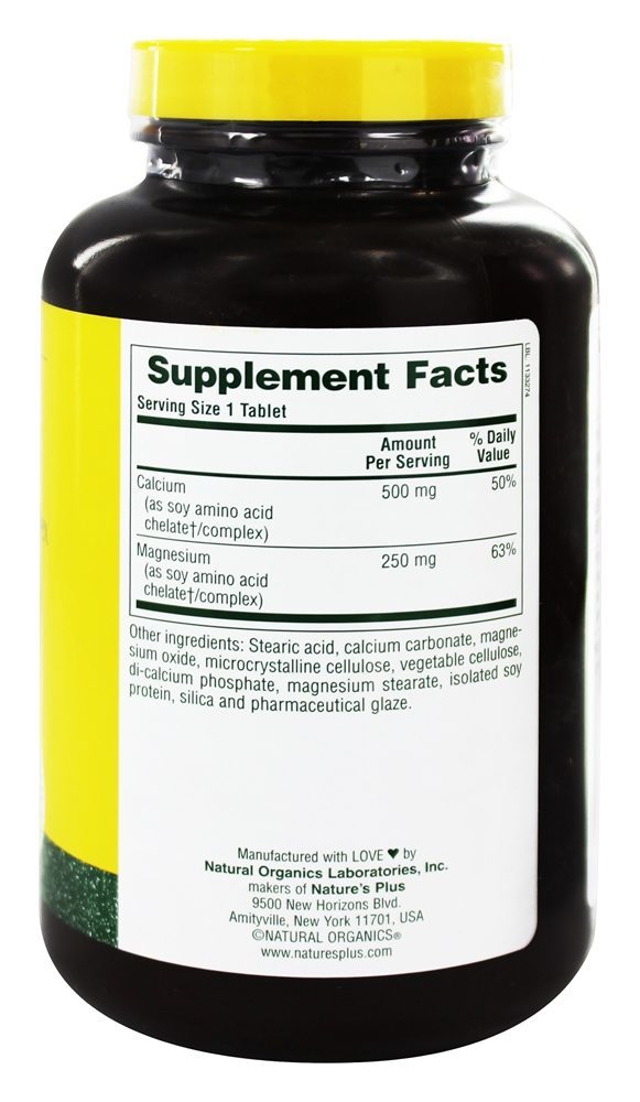 Cal / Mag 500 / 250 Mg - 180 Tablets Natures Plus - Imagem 2